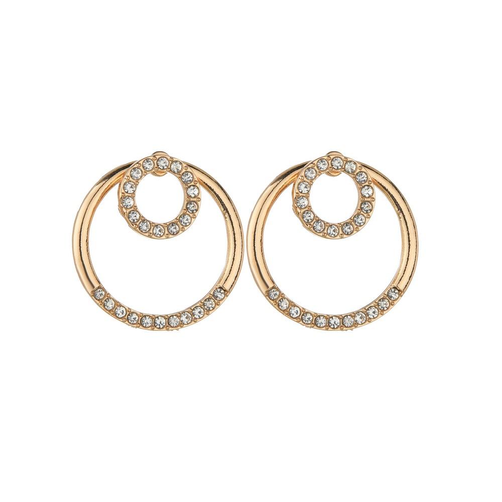 Pop Sapphire Blue Rhinestone Earrings Retro Fashion Alloy Size Round Earrings Front and Back Stud Earrings