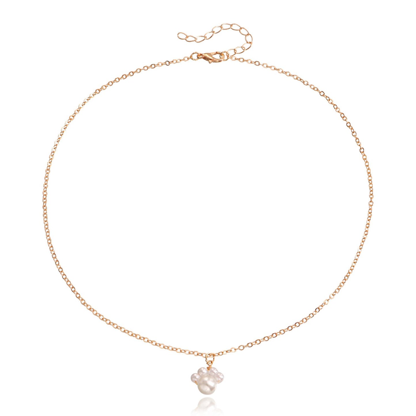 Jewelry ins simple creative dog footprints imitation pearl pendant necklace female minority design sense light luxury