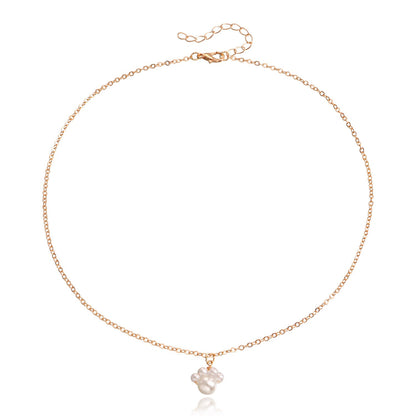 Jewelry ins simple creative dog footprints imitation pearl pendant necklace female minority design sense light luxury