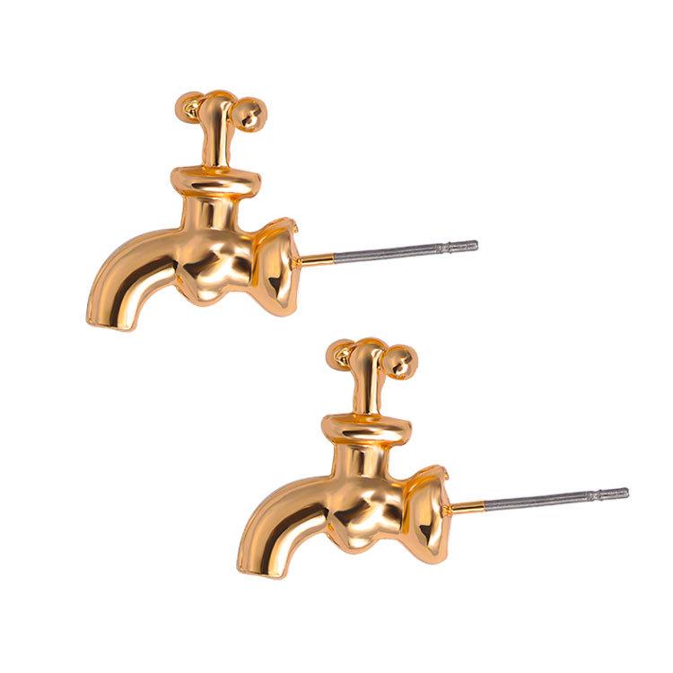 Fashion personality exaggerated women's three-color faucet stud earrings