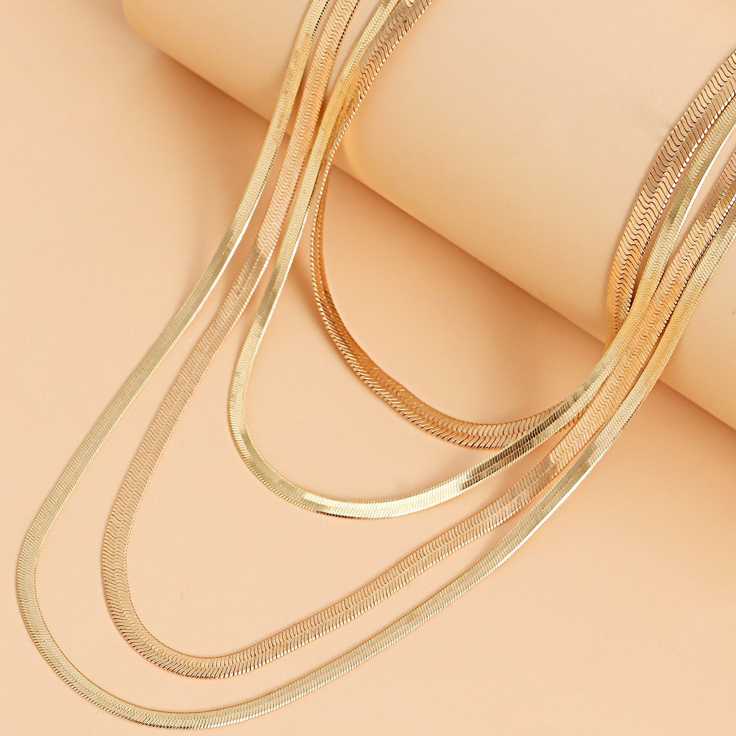 Jewelry Trend Multilayer Flat Snake Chain Necklace Women's Suits Niche Design Explosive Items