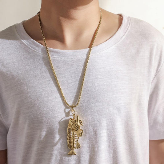 Fishbone Necklace Popular Jewelry Exaggerated Metal Animal Pendant