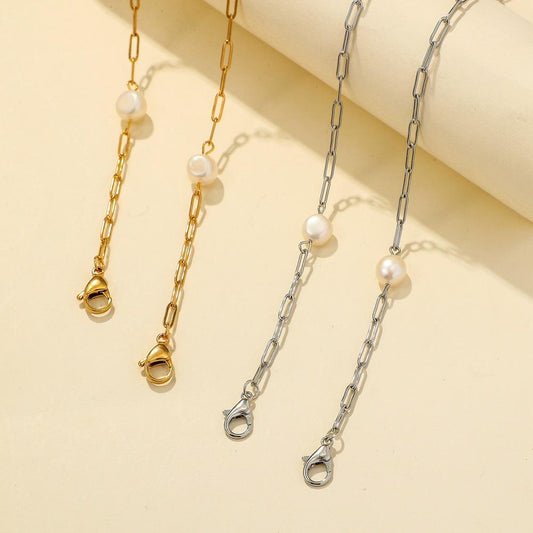 Mask hanging chain stainless steel chain baroque special-shaped pearl mask chain glasses chain