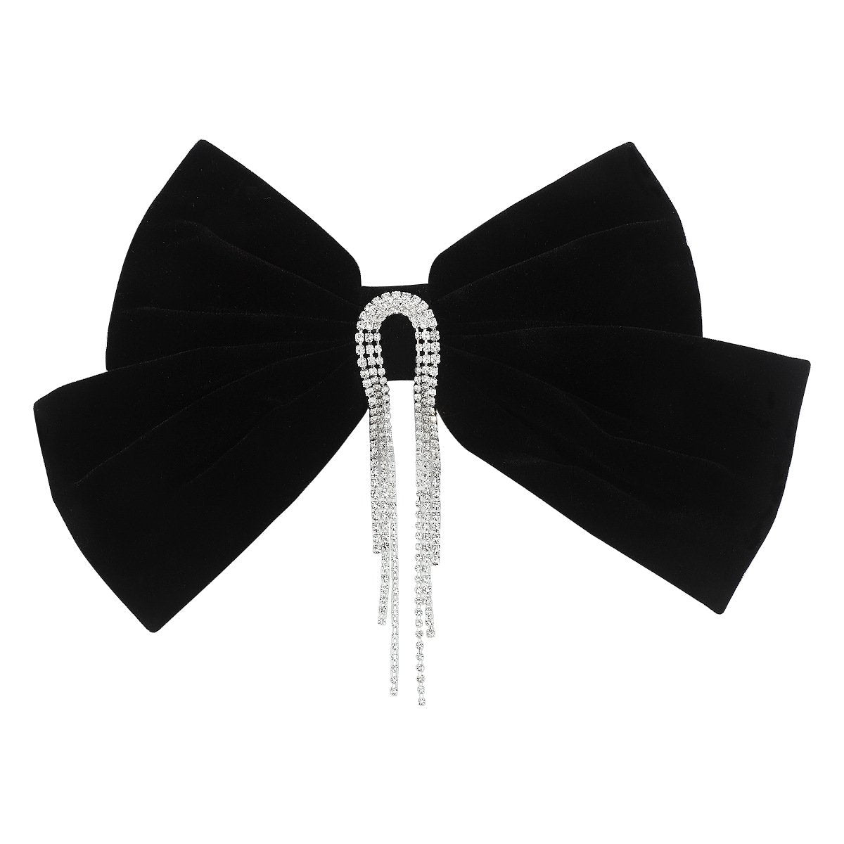 F5268 French light luxury rhinestone elegant spring clip velvet bow hair clip retro sweet back of the head horizontal clip