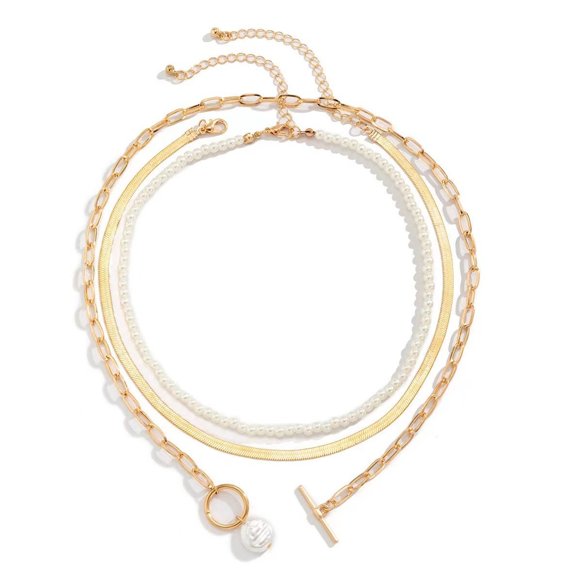 Jewelry Temperament Millet Grain Pearl Clavicle Necklace Female Hip Hop Metal Snake Bone Chain Necklace