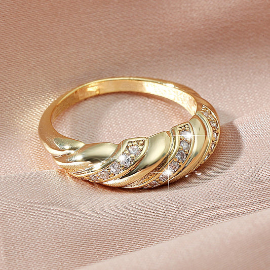 Twisted Twist Ring Creative Vintage Zircon Thread Ring Jewelry