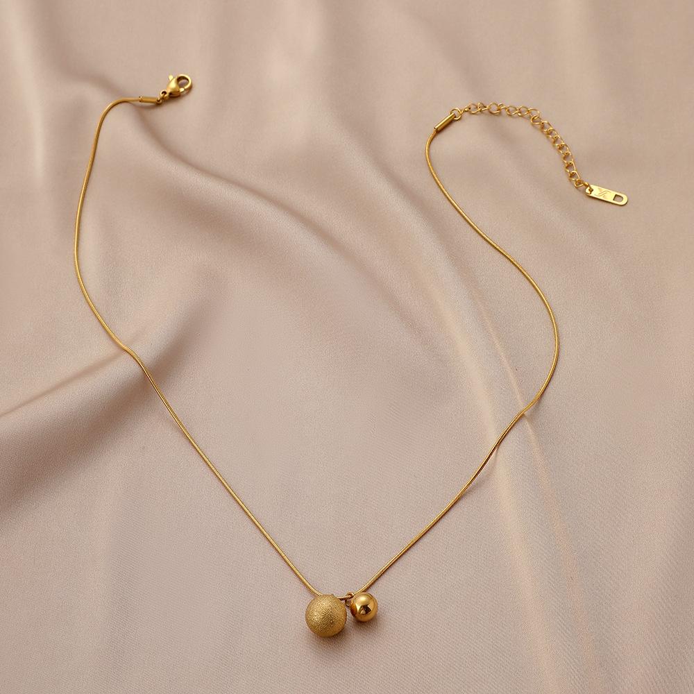 Sexy Simple Stainless Steel Small Golden Bean Necklace Titanium Steel Trendy Elegant Snake Bone Chain Clavicle Necklace For Women