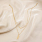 Trendy white tower fashion leaf double-layer stainless steel golden V-shaped leaf feather niche design clavicle chain