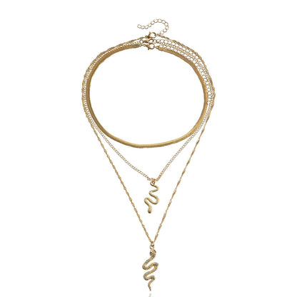 Jewelry retro pastoral multi-layer double snake pendant necklace female accessories y2k trendy cool necklace