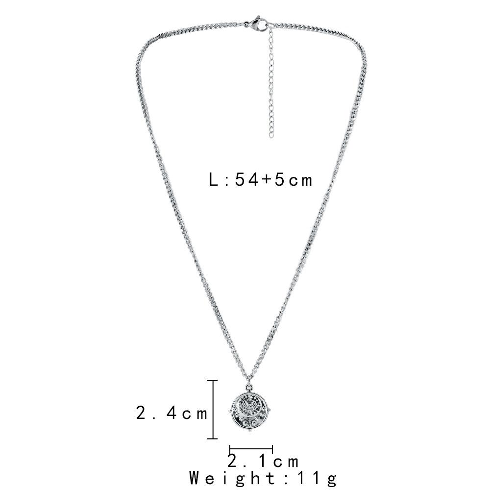 Personality Men's Fashion Punk Fashion Casual Street Stainless Steel Simple Eyes Coin Necklace Necklace