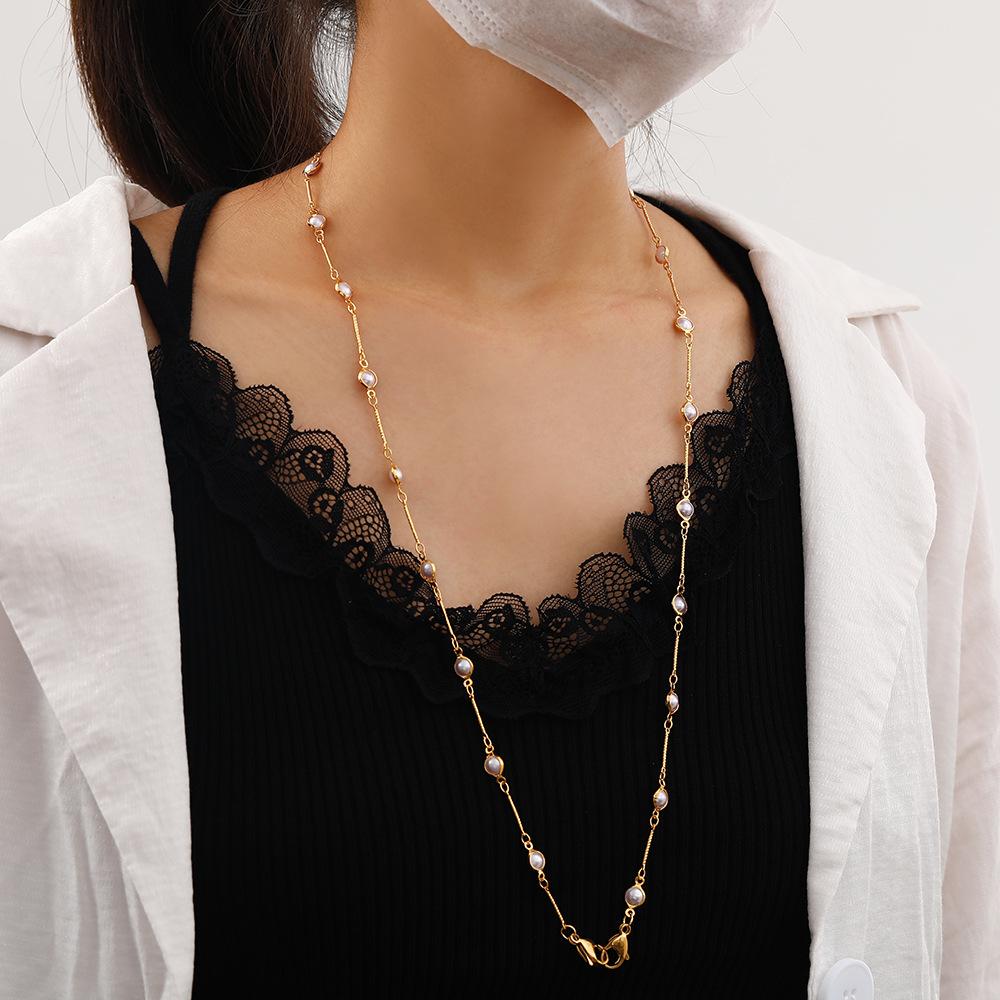 Mask anti-lost hanging chain temperament retro pearl handmade chain multi-purpose mask glasses chain sweater chain female