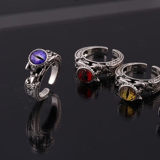 Fashion ring personality male and female models inlaid skull three-dimensional multi-color magic eye personality ring