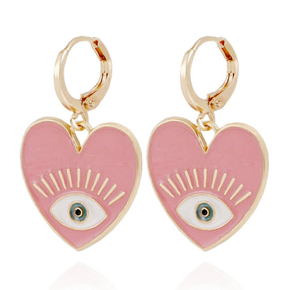Jewelry ins color devil's eye heart-shaped pendant earrings female trendy cool eyes love earrings