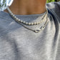 Jewelry Hip Hop Retro Imitation Pearl Men's Necklace Trendy Cool Street Shot Geometric Metal Chain Necklace