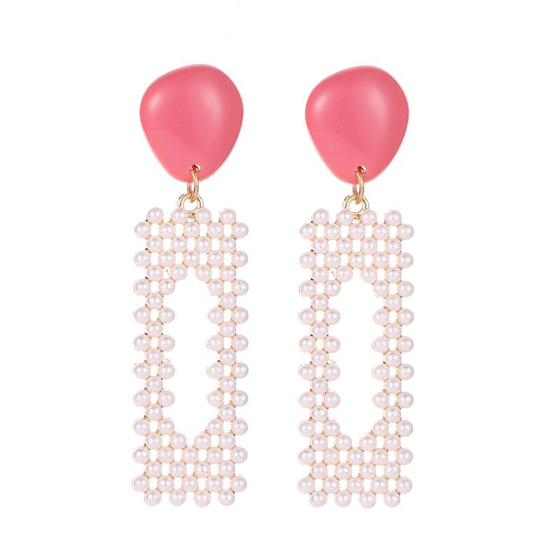 Exaggerated geometric earrings imitation pearl fashion net red candy earrings earrings earrings trendy ear accessories