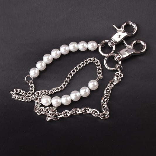 Retro U-shaped single-layer sexy body chain personality ins imitation pearl decoration chain pants chain