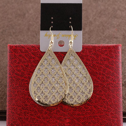 Double-layer hollow swing earrings fashion OL drop-shaped multi-layer frosted earrings