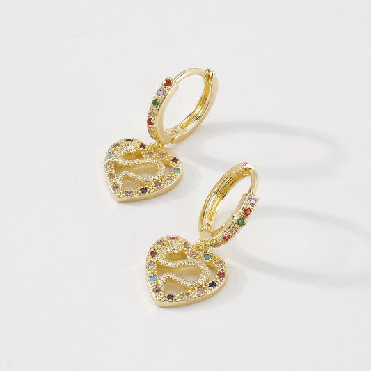 ZE54 Jewelry Retro Heart Hollow Earrings Niche Design Simple Snake Earrings