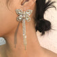 E9958 Light Luxury Claw Chain Earrings Full Diamond Butterfly Tassel Earrings Temperament Versatile Lady Design Earrings