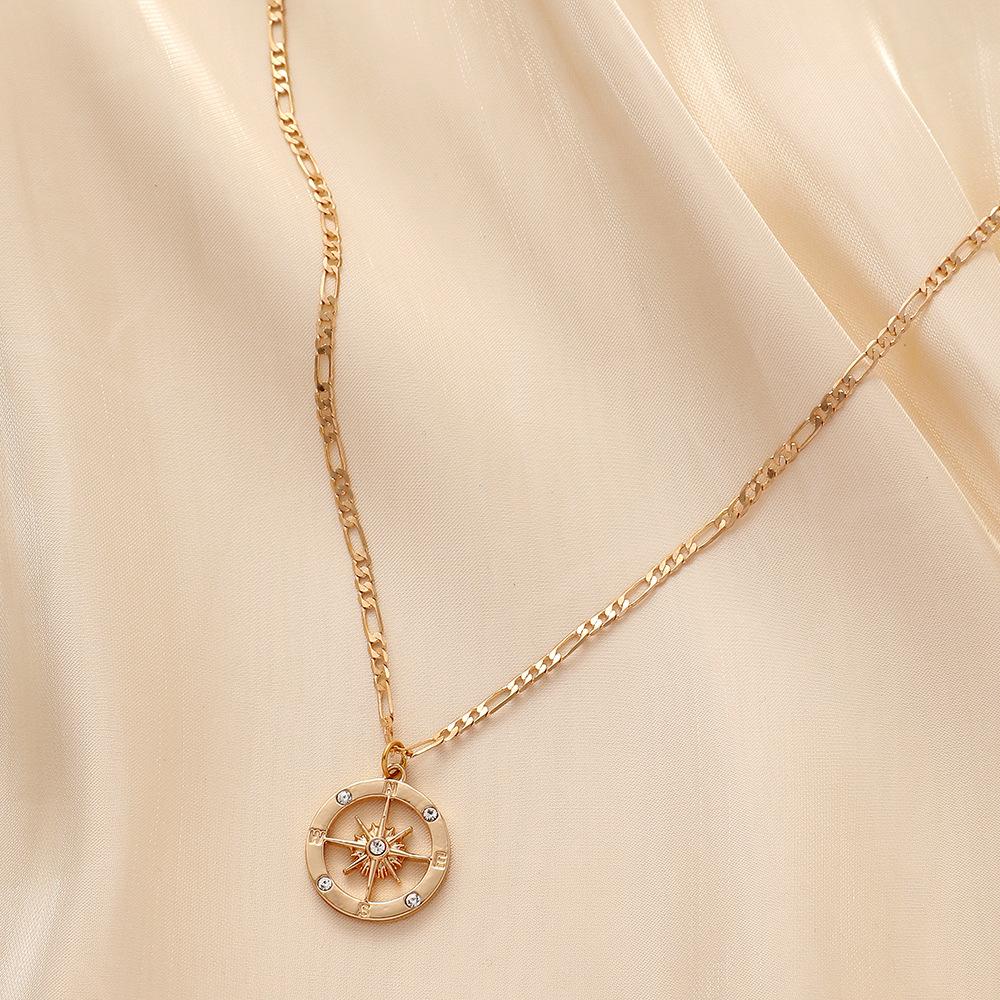 Simple personality light luxury women's metal hollow anchor star element pendant color-preserving necklace