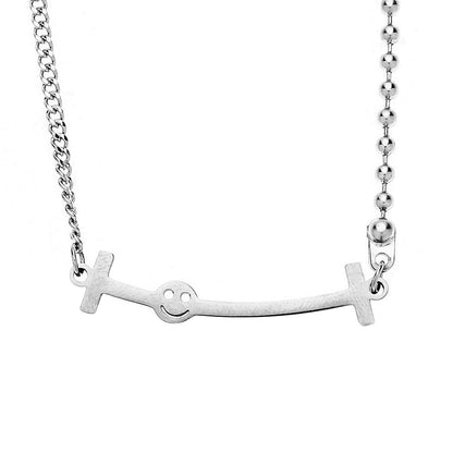 Cold and simple word smiley expression titanium steel pendant stainless steel choker clavicle chain necklace