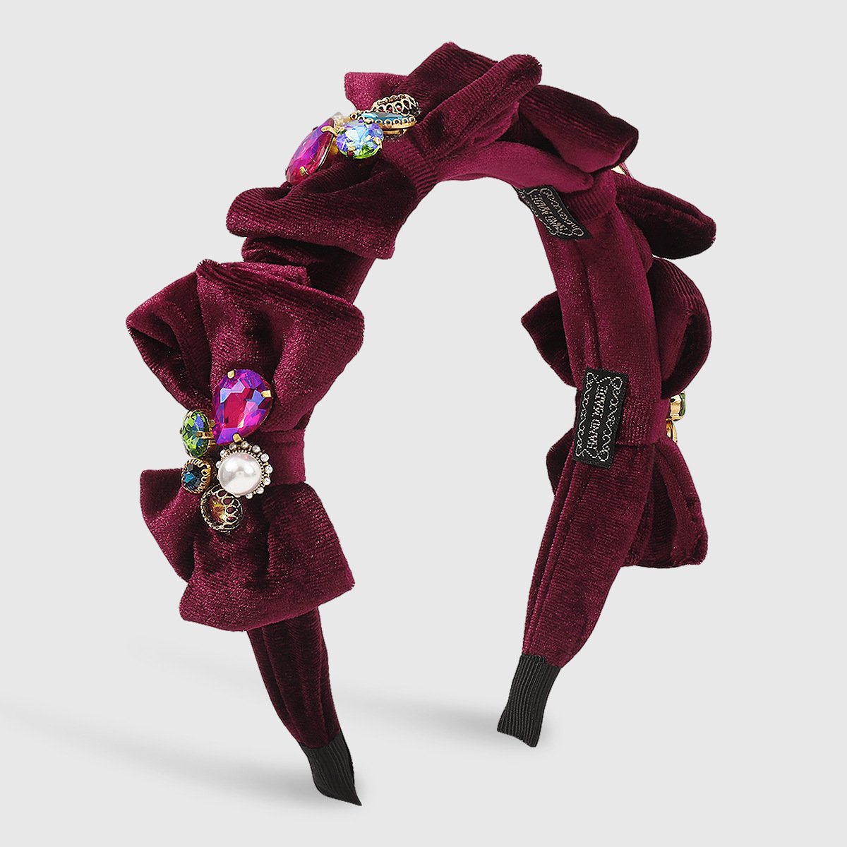 F4897 personalized bowknot pearl headband velvet light luxury rhinestone temperament sweet retro elegant headband