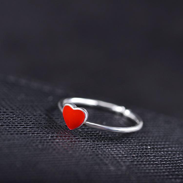 Fashion silver ring women's opening adjustable ring heart-shaped love red peach heart jewelry