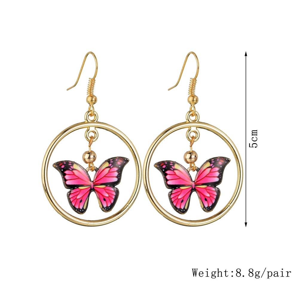 Personality Cute Gradient Painted Butterfly Earrings Fashion Ring Earrings Accessories