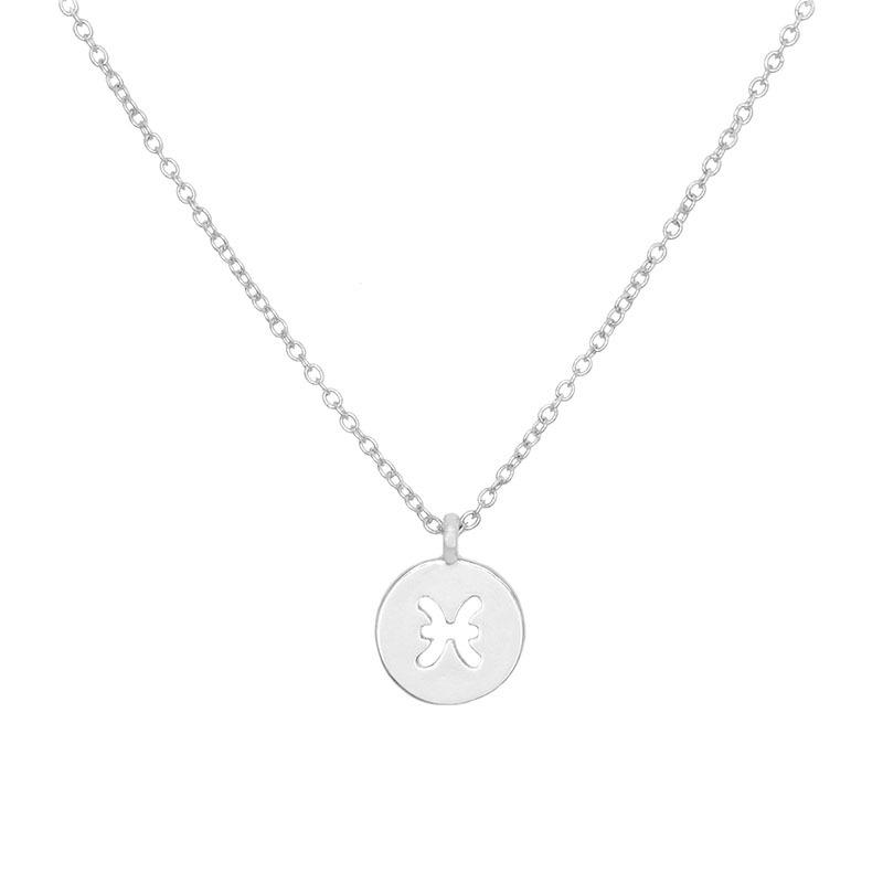 Explosive Jewelry Twelve Constellation Necklace Pisces Round Cake Pendant Clavicle Chain