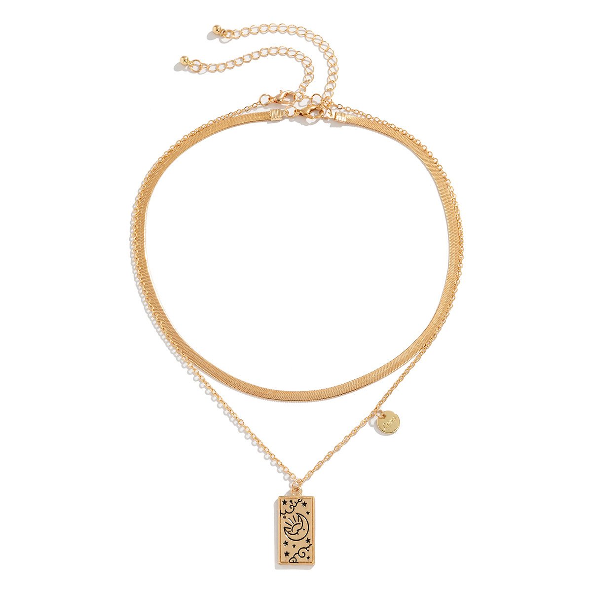 Jewelry Hip Hop Niche Metal Graffiti Tag Necklace Simple Snake Bone Chain Alphabet Pendant Necklace