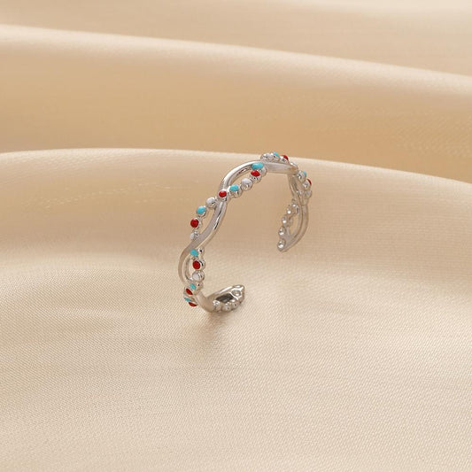 ins personality simple little princess candy color stainless steel opening adjustable color dot cross ring female
