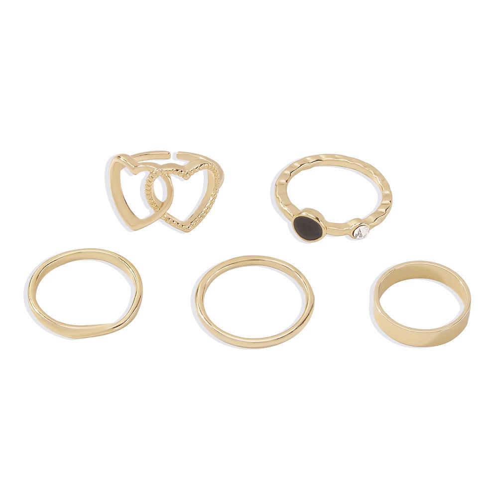 R669 Simple Set Ring Love Hollow Geometry Micro-inlaid Fashion Ring Niche Internet Celebrity Retro Hand Jewelry Female