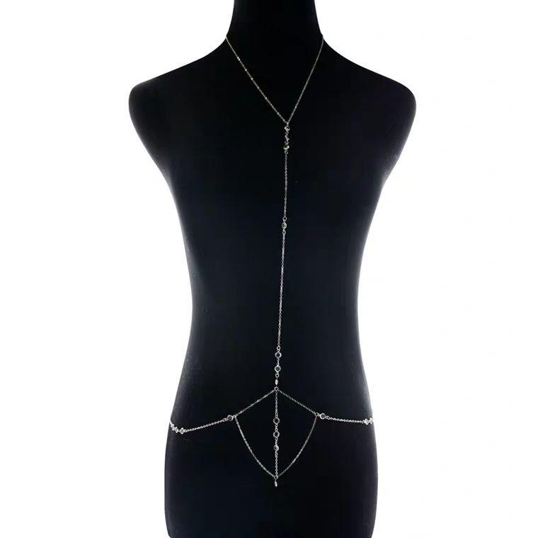 Fashion exaggerated sexy body chain rhinestone bra chain beach bikini body chain women