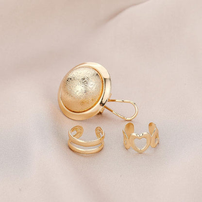Design sense hat set earrings French temperament small gold ball earrings love ear clip female KC gold metal ear jewelry