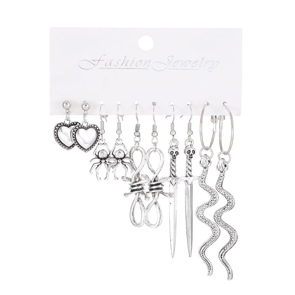 Ins Love Butterfly Earrings Set Female Retro Creative Snake Sword Mushroom Earrings Halloween Earrings