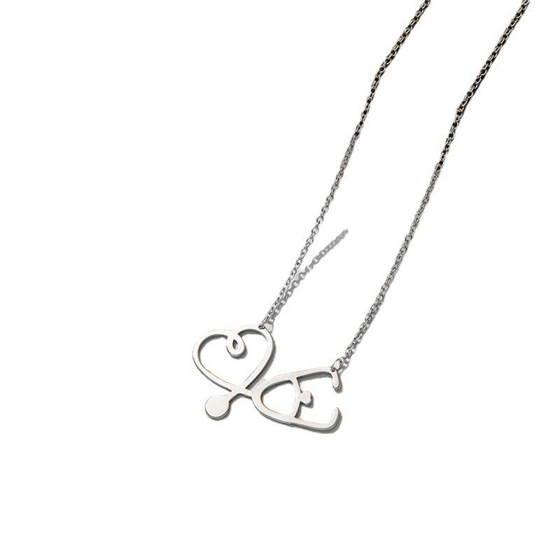 Heart stethoscope necklace female love heart necklace ins fashion stainless steel