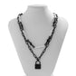 Jewelry Punk Lock Cross Chain Necklace Sweet Cool Stitching Contrasting Color Thorn Double Layer Necklace Female