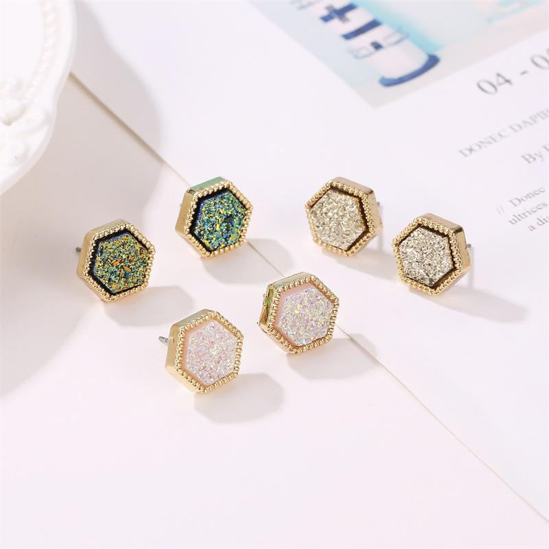 Harajuku Earrings Gypsophila Frosted Earrings Women's Symphony Hexagonal Starry Sky Earrings Accessories