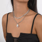 N1758 Sweet and Cool Stacked Necklace Round Pentagram Rhinestone Necklace Simple Metal Geometric Necklace
