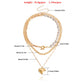 ins metal special-shaped pearl exaggerated big peach heart necklace female Valentine's Day multi-layer love necklace sweater chain female