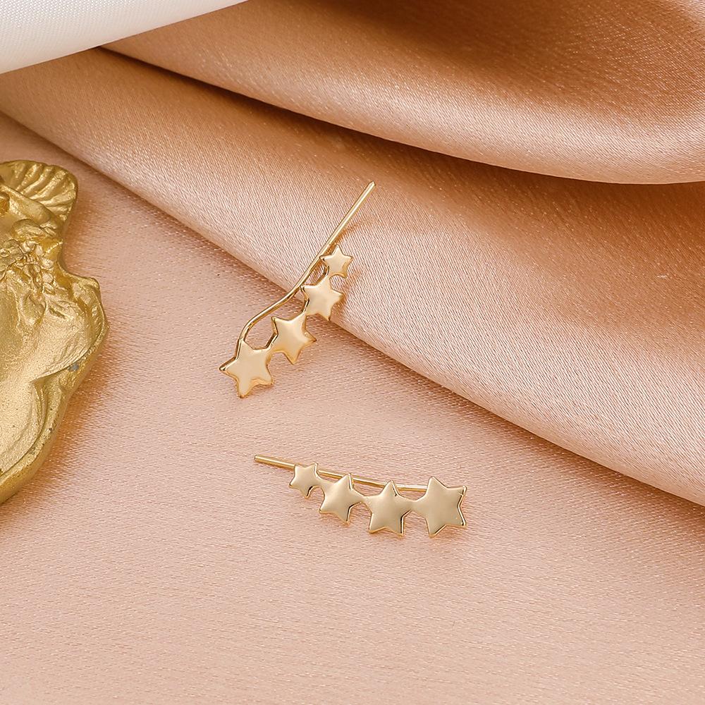 Simple fashion metal hole-free ear clip net red star leaf zircon U-shaped ear bone clip niche earrings for women