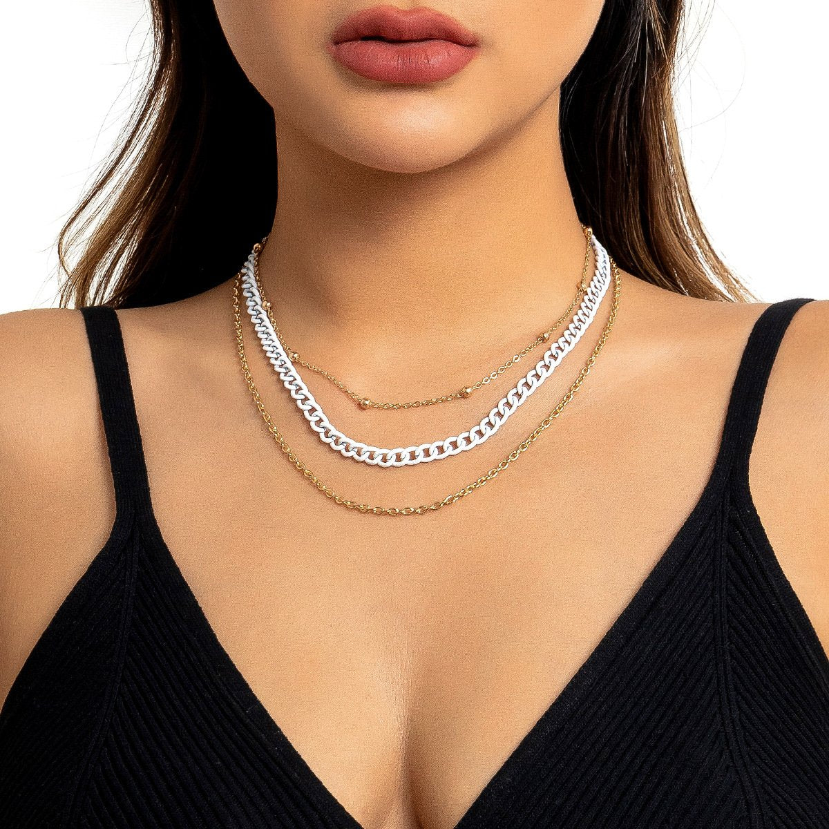 Jewelry Niche Indifferent Metal Chain Clavicle Necklace Fashion Versatile Geometric Multilayer Necklace