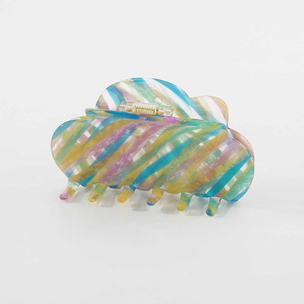 F439 Fashion Color Stripe Geometric Fashion Clip Acetate Plate Hair Clip Cloud Ladies Elegant Shark Clip