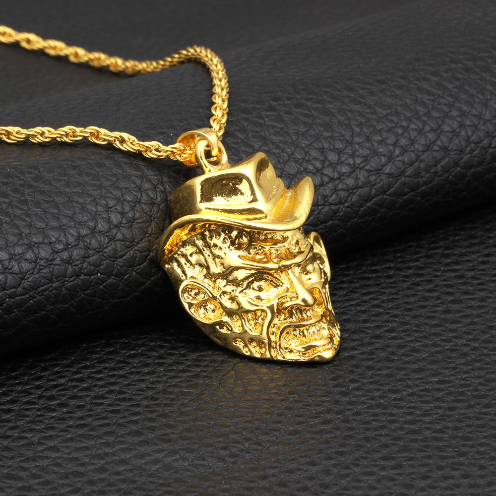 Personalized street dance hip-hop necklace accessories trendy men's night head pendant HIPHOP trendy brand alloy jewelry