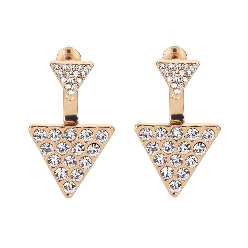 Geometric stud earrings love heart shell triangle full diamond earrings temperament creative earrings