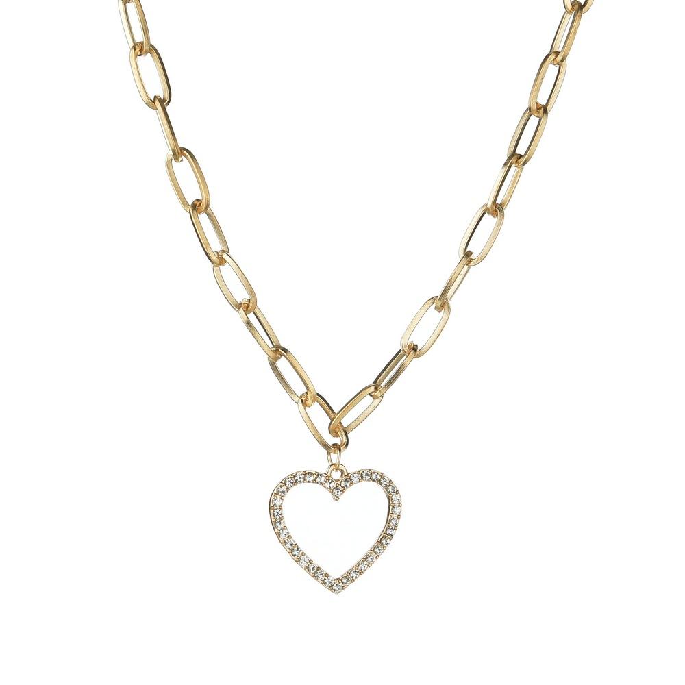 Fashion Simple Alloy Peach Heart Pendant Necklace Rhinestone Clavicle Chain Necklace Ladies Accessories