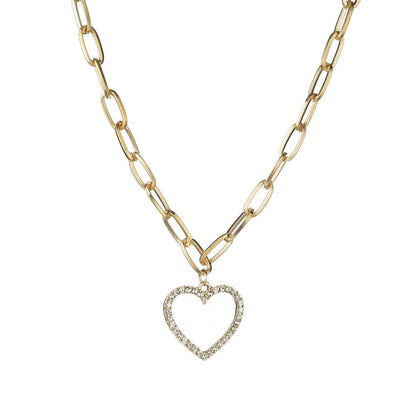 Fashion Simple Alloy Peach Heart Pendant Necklace Rhinestone Clavicle Chain Necklace Ladies Accessories