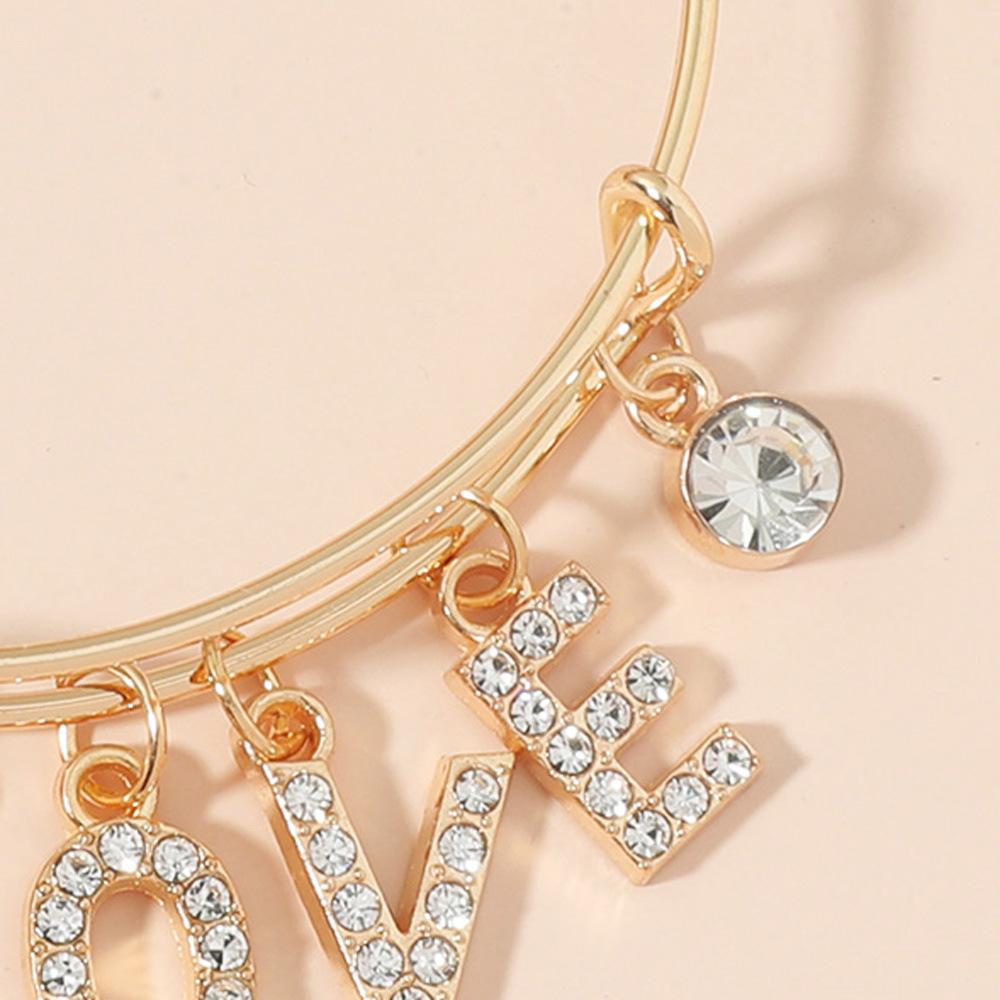 Ins micro-inlaid zircon LOVE letter bracelet retro simple alloy open bracelet student girlfriend gift