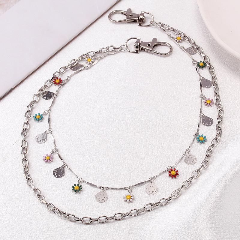 Double Pants Chain Retro Acrylic Flower Accessories Unisex Hipster Jeans Chain Pack