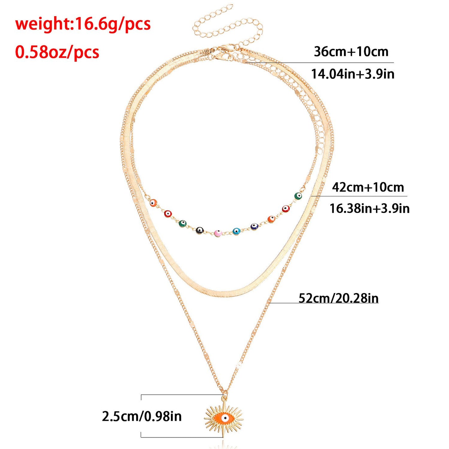 Jewelry trendy multi-layer geometric exaggerated devil's eye pendant necklace female ins eye necklace